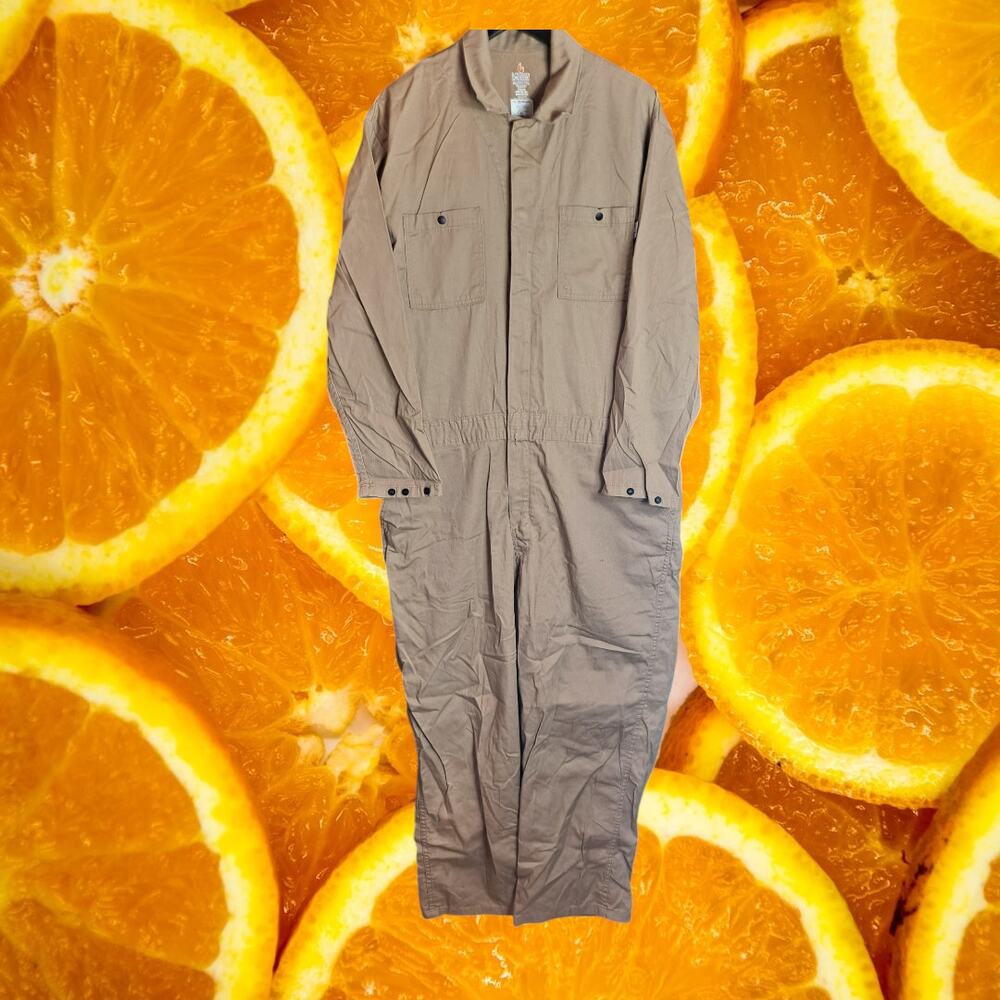 Lapco Fr Mens Brown Cotton Flame Resistant Deluxe Full-Zip Coverall Size XL